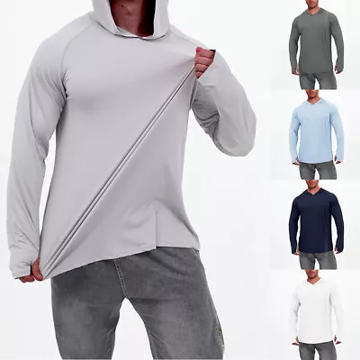 Buy UPF50+ Men's Long Sleeve Sun/UV Skin Protection T-Shirts Outdoor Fishing Hoodies • 13.39£
