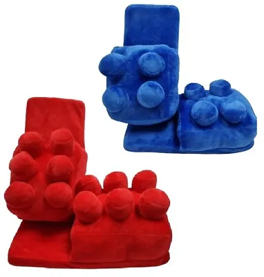 Buy Block Style Slippers Novelty 3D Building Red Blue Adult Kids • 6.95£