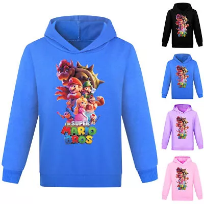 Buy Super Mario Bros Kids Boy Girl Hoodies Sweatshirt Pullover Hooded Hoody Costume • 7.79£