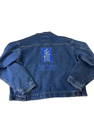 Buy Six Flags Blue Denim Embroidered Jacket Size L • 20£