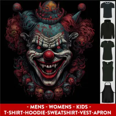 Buy An Evil Clown Halloween Horror Vampire Mens Womens Kids Unisex • 17.99£
