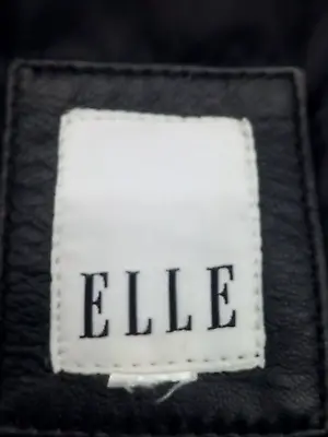 Buy ELLE Black Leather Full Zip Box Fit Biker Jacket UK M • 18.99£