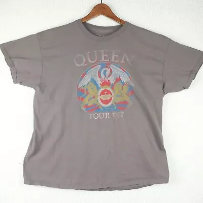Buy Queen T Shirt Womens Extra Large Gray Short Sleeve Crew Retro Tour 1977 • 9.91£