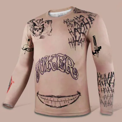Buy Suicide Squad T-Shirt Joker Tattoos Sublimation Superhero Clown 3D Print T-Shirt • 12£
