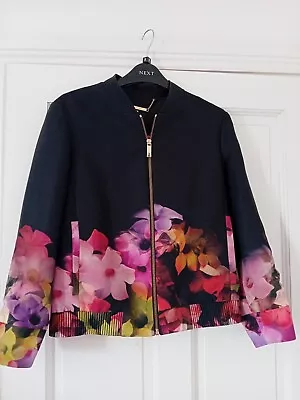 Buy TED BAKER Black Pink Floral Bomber Jacket Size 2 / 8 / 10   *Stunning* • 30£