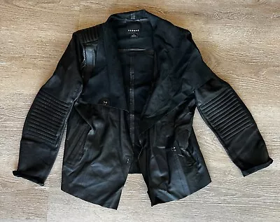Buy Trouve Leather Moto Blazer Drape Jacket Black Women’s Medium • 43.43£