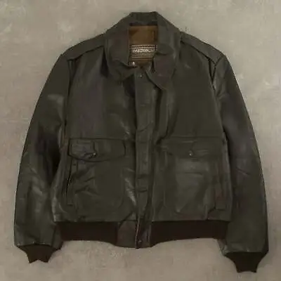 Buy Vintage 90s A-2 Leather Flight Jacket L Men's Dark Brown • 90£