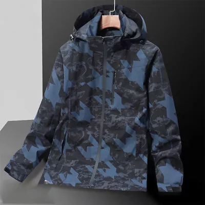 Buy Gents Waterproof Windproof Wood Camo Jacket Mens Sizes Fishing Hiking Hood Coat • 33.17£