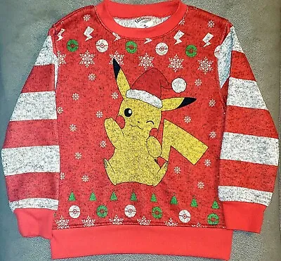 Buy Pokemon Pikachu Christmas Holiday Sweater Red/Gray - Youth Unisex - SIZE: XS • 8.03£