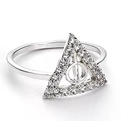 Buy Official Harry Potter Sterling Silver Deathly Hallows Ring With Crystals • 58£