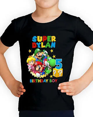 Buy Personalised Your Age Birthday Boy Super Mario Custom Kids T-Shirts #UJG#2 • 9.99£