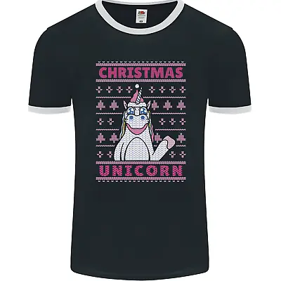 Buy Funny Christmas Unicorn Mens Ringer T-Shirt FotL • 9.99£