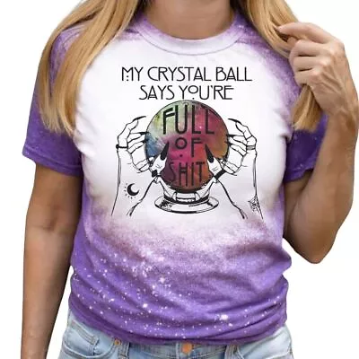 Buy My Crystal Ball Says Purple Funny Bleached Graphic Tee Short Sleeve T-Shirt • 27.23£