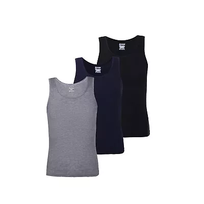 Buy Men's Fine Rib Fitted Slim Fit Muscle Athletic Gym Tank Ribbed 100% Cotton Vest • 14.99£