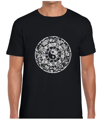 Buy Ancient Chinese Zodiac Mens T Shirt Tee Yin Yang Spiritual Yoga Design Mandala • 7.99£