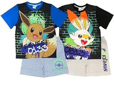 Buy Boys Pokemon Pyjamas Short T Shirt Eevee Or Scorbunny 3-12 Years Character Size • 9.99£