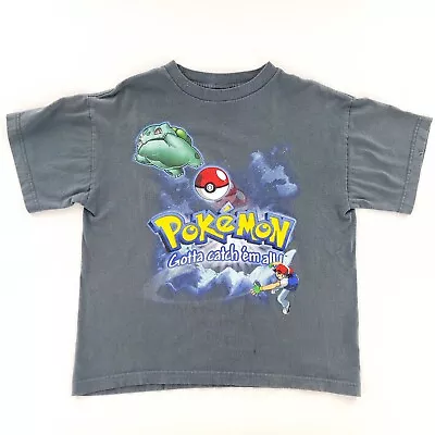 Buy Vintage Nintendo Pokemon Ash & Bulbasaur Graphic T-Shirt Youth Large • 39.47£