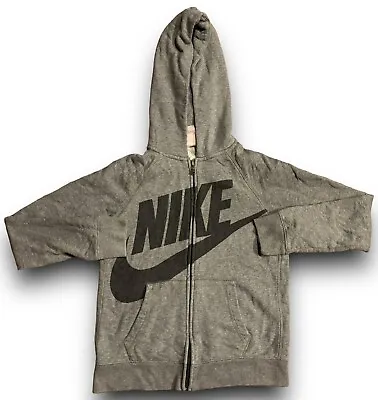 Buy Nike Hooded Sweatshirt Jacket Youth 12-13Y Large Gray Spell Out Center Swoosh • 5.74£