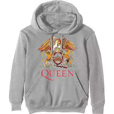 Buy QUEEN - Official Licensed Unisex Pullover Hoodie:  Classic Crest -  Grey Cotton • 26.99£