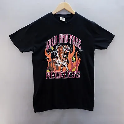Buy Graphic T Shirt Medium Black Tiger Wild And Free Graphic Print Short Sleeve Mens • 8.99£