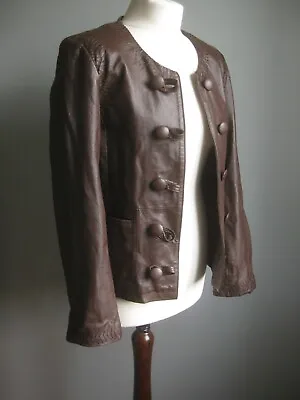 Buy MILITARY LEATHER JACKET 12 10 Brown Biker Steampunk Victorian GREAT COAT COMPANY • 84.99£