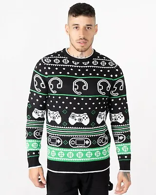Buy Men's Gaming Headphones Unisex Game Controller Xmas Knitted Jumper Pullover Top • 12.99£