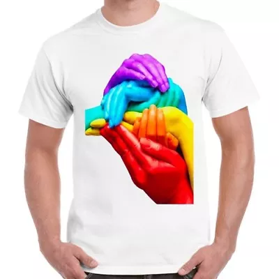 Buy Hands Colourful Gay Pride LGBT London Soho CooL Rainbow Retro T Shirt 238 • 6.35£