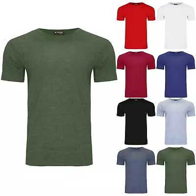 Buy Mens Slim Fit T Shirt Short Sleeve Muscle Gym Crew Neck Plain Cotton Basic Top • 1.99£