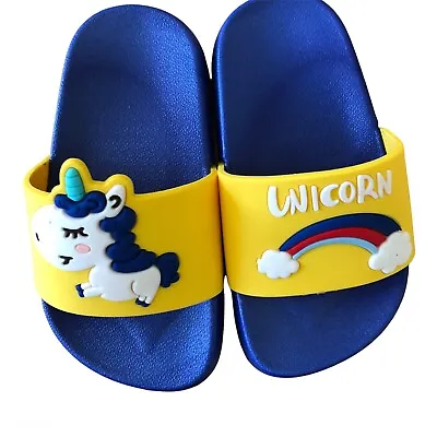 Buy Kids Cartoon Unicorn Bathroom Slides Blue Yellow Size 3T Unisex • 9.47£