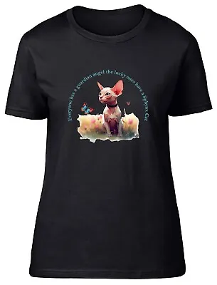 Buy Guardian Angel Womens T-Shirt Lucky Ones Have A Sphynx Cat Ladies Gift Tee • 8.99£