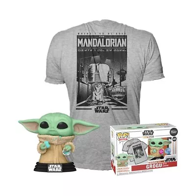 Buy Funko POP! & Tee: Mando - Grogu With Cookie (the Child, Baby Yoda) With Cookie - • 24.20£
