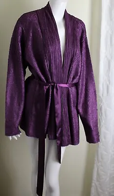 Buy Coldwater Creek Sz 2X Purple Crinkle Belted Art-to-Wear Open Jacket Funky • 69.62£