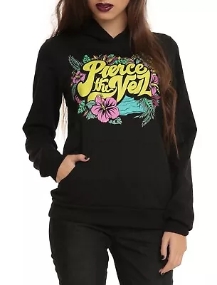 Buy  Pierce The Veil Juniors Tropical Floral Logo Pullover Black Hoodie New XL • 14.17£