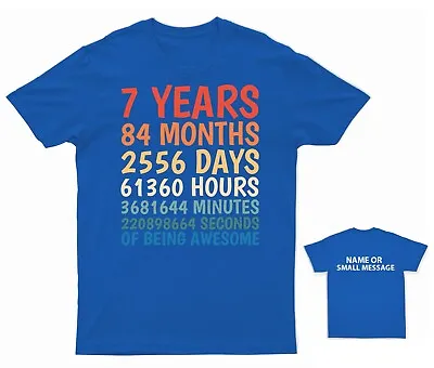 Buy 7th Birthday Countdown T-Shirt - Celebrate Every Second Tee With Custom Back Opt • 10.95£