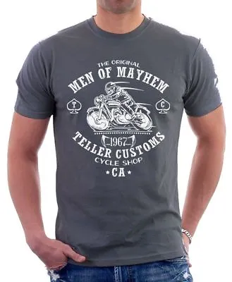 Buy Original SAMCRO MEN OF MAYHEM TELLER Motorcycle Harley Grey T-shirt OZ9621 • 13.95£