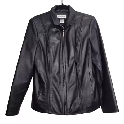 Buy Preston & York Black Leather Jacket Womens Size M Medium Soft Genuine Lambskin • 52.84£