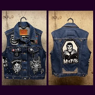 Buy New Custom Misfits/Iron Maiden/Motorhead Studded Punk Battle Vest. • 194.18£