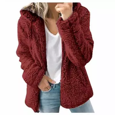 Buy Ladies Fleece Cardigan Jacket Outwear Womens Winter Warm Teddy Bear Fluffy Coat • 15.99£