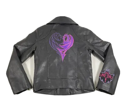 Buy Disney Store Descendants Dragon Heart Faux Leather Girls Biker Jacket Sz 5/6 • 20.08£