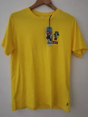 Buy BNWT Levis X Super Mario Yoshi Print Yellow Cotton T-Shirt Size Medium * NEW • 50£
