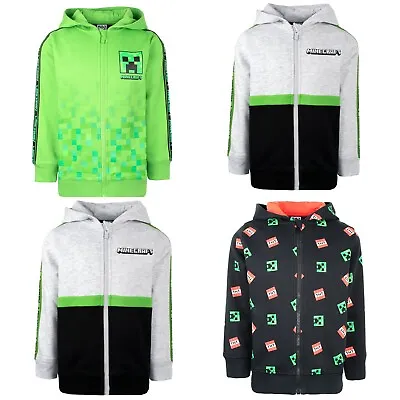 Buy Minecraft Hoodie For Boys Zipped Cotton Sweatshirt Green Creeper Top • 19.99£