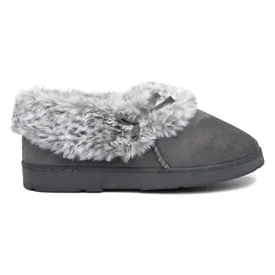 Buy The Slipper Company Womens Slippers Grey Slip On Faux Fur Liza Shoezone SIZE • 9.99£
