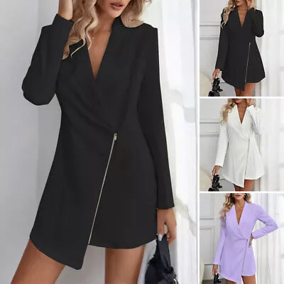 Buy Womens Formal Work Blazer Suit Dress Long Sleeve Slim Cocktail Party Jacket Coat • 14.81£