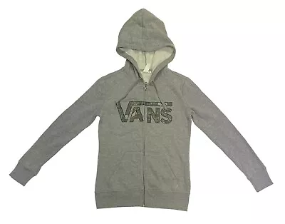 Buy NEW VANS Womens Camo Logo Soft Fleece Hooded Jacket Full Zip Hoodie Grey XS • 18.94£