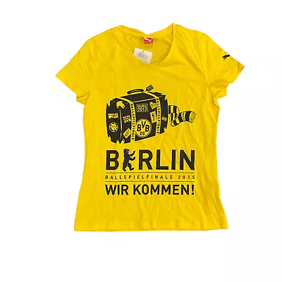 Buy Borussia Dortmund Women's T-Shirt (Size UK 18) Yellow Puma Cup Final Top - New • 7.99£