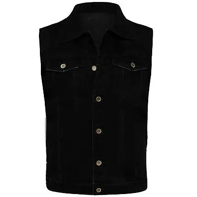 Buy Men’s Denim Jacket Cotton Classic Trucker Jeans Retro Western Style Waistcoat • 22.89£