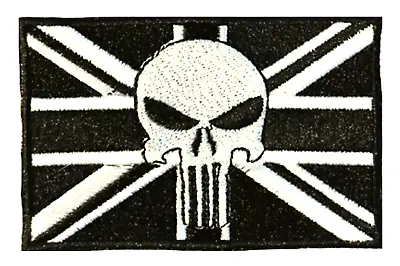 Buy Black Union Jack With Punisher Skull Embroidered Sew Iron On Patch Badge (A) • 6.99£