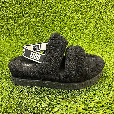 Buy UGG Oh Fluffita Womens Size 8 Black Casual Comfort Slingback Slippers 1120876 • 37.88£