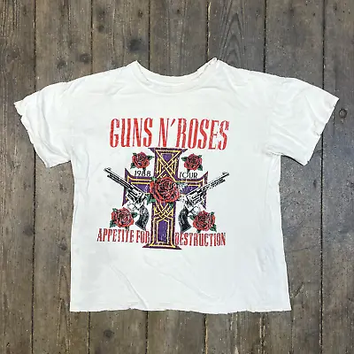 Buy Guns And Roses T-Shirt 90s Music Graphic Band Tour Tee, White, Mens Small • 14£