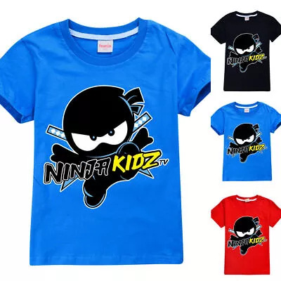 Buy NINJA KIDZ Print T-Shirt Kid Boys Girls Crew Neck Short Sleeve Basic Tee Top • 10.72£